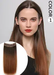 Newlook 20&quot; Halo Synthetic Flip-in Extensions Invisible Wire No Clip One Piece Halo Hair Extensions