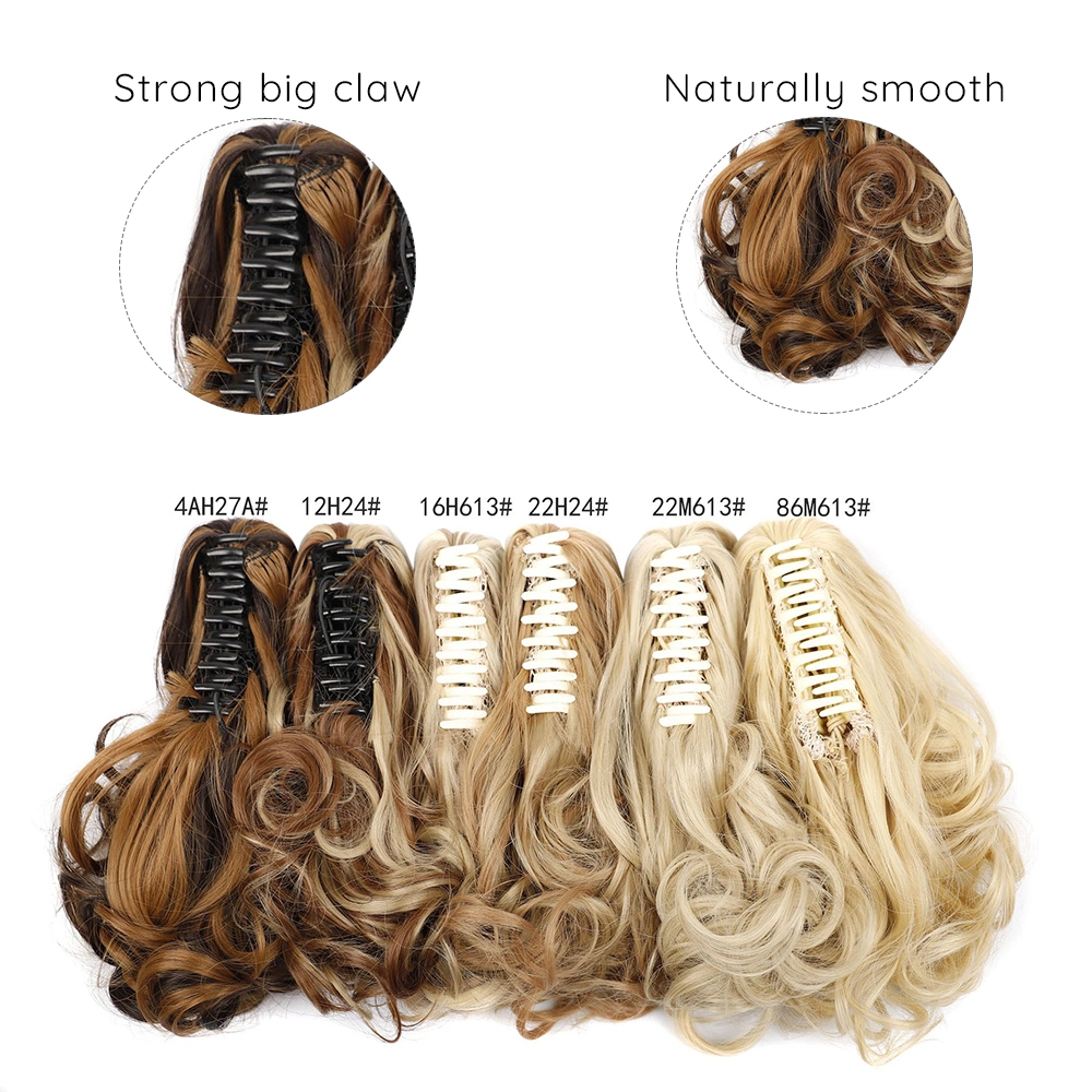 Heat Resistant Synthetic Hair 12inch Wavy Claw Clip in/on Ponytail Hair Extensions