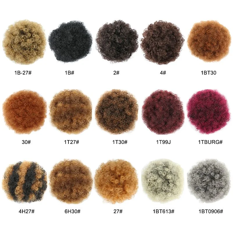 Synthetic Puff Afro Short Kinky Curly Chignon Hair Bun Drawstring Ponytail Wrap Hairpiece Fake Hair Extensions