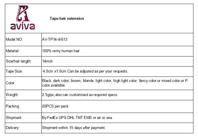 Aviva Seamless Tape in Hair Extension Virgin Hair PU Skin Weft Tape Hair Extension (AV-TP14-4/613)