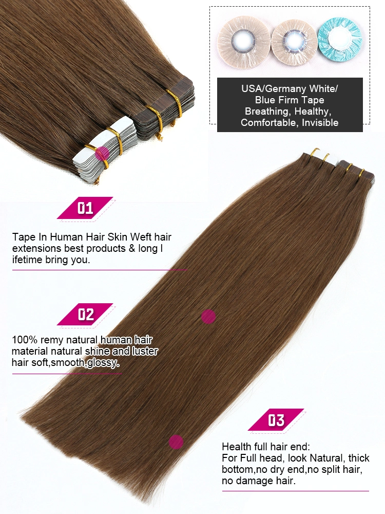 Good Natural Straight Hair 100% European Hair Tape Hair Extension