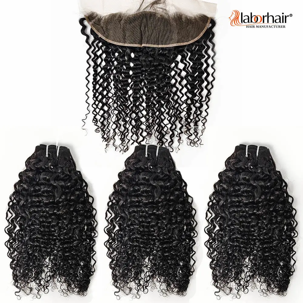Wholesale Price 100% Brazilian Virgin Human Curly Hair 3PCS 18in Extensions/Bundles with 1PC 14in 13X4 HD Ear to Ear Closure/Frontal for a Full Head for Saloon