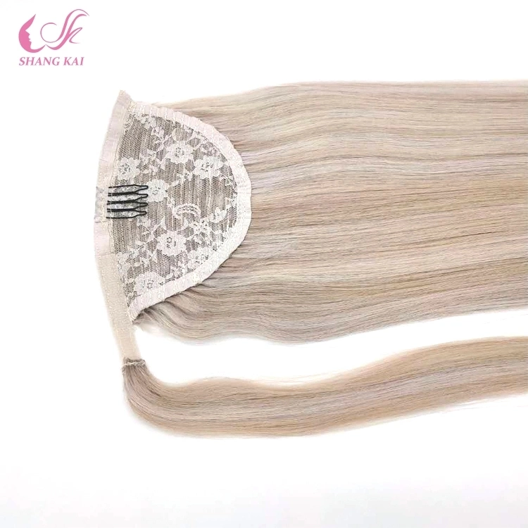 High Quality Lace Brazilian Remy Ponytail Hair Extensions Wrap-Ponytail