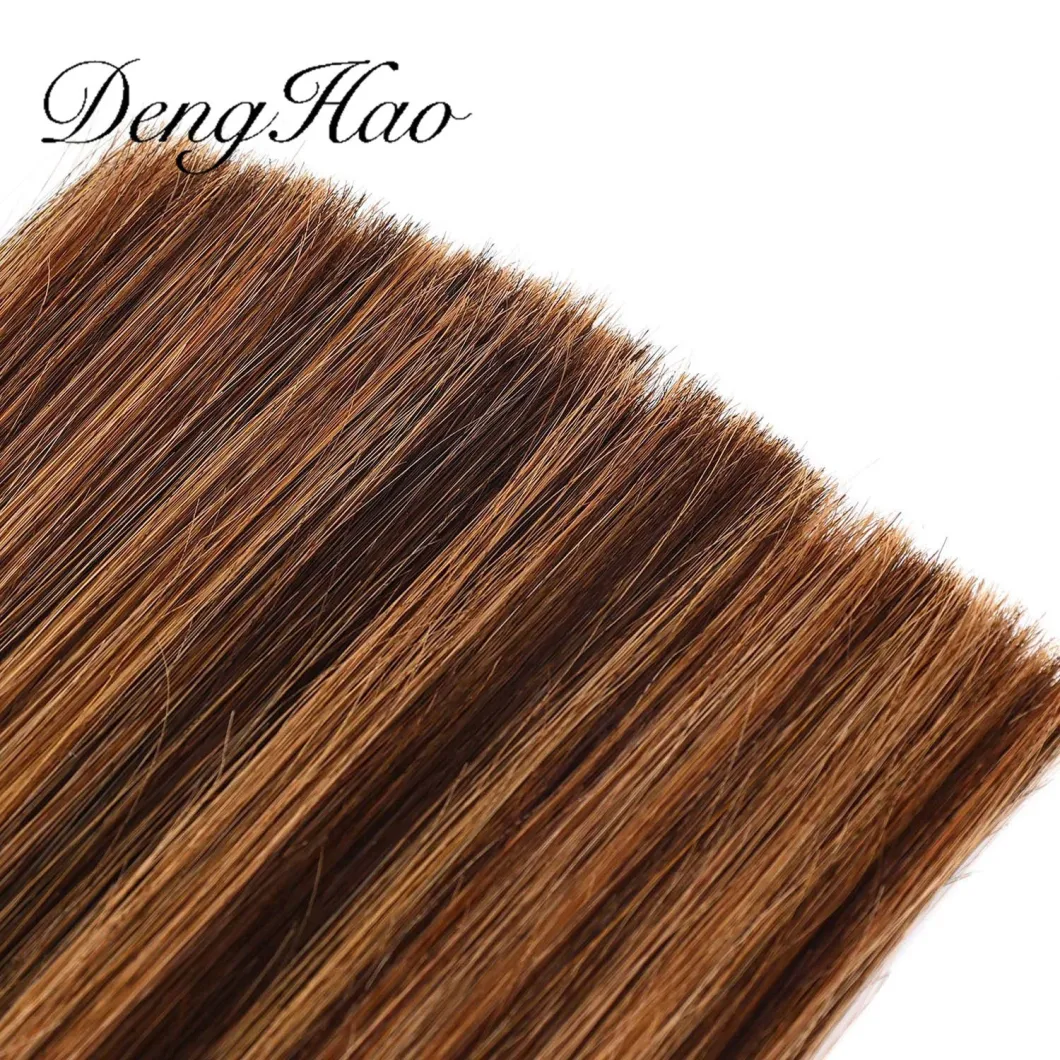 Double Drown Russian Human Hair Cuticle Aligned Hand Tied Weft Hair Extensions