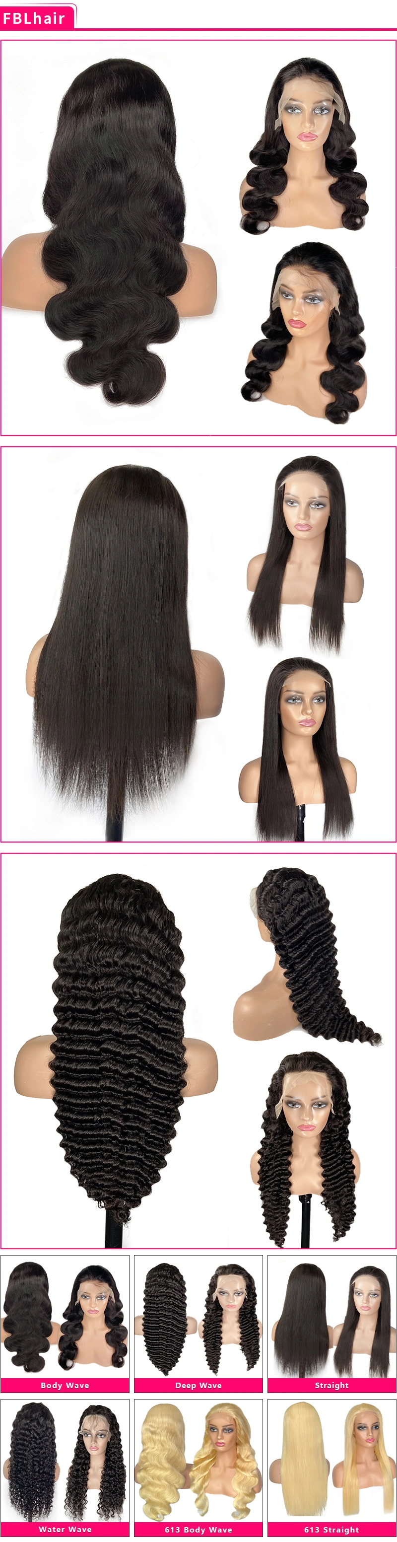 Factory Directly Sell Natural Color Lace Front Wig with Full Lace Wigs Brazilian Human Hair Wig