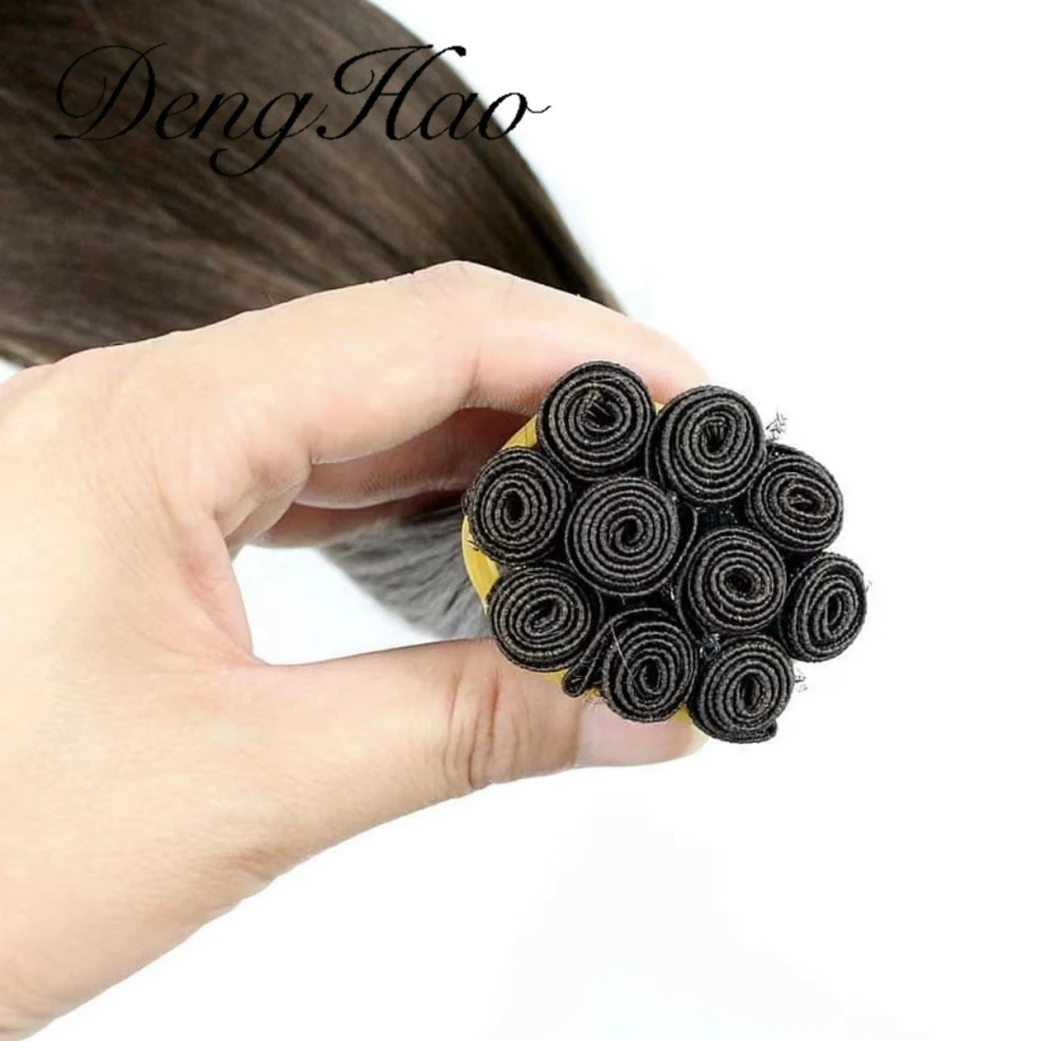 Human Virgin Raw Keratin Double Drawn Genius Pure Hand Tied Weft Hair Extension