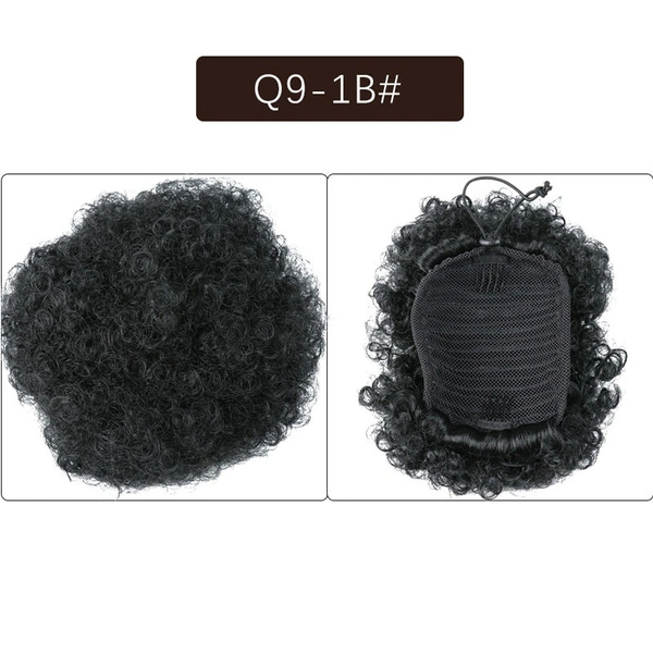 Synthetic Puff Afro Short Kinky Curly Chignon Hair Bun Drawstring Ponytail Wrap Hairpiece Fake Hair Extensions