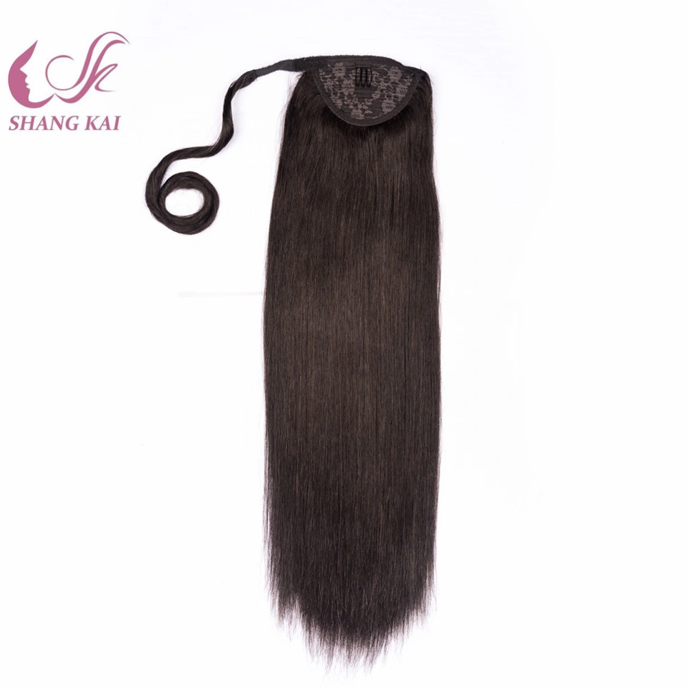 High Quality Lace Brazilian Remy Ponytail Hair Extensions Wrap-Ponytail
