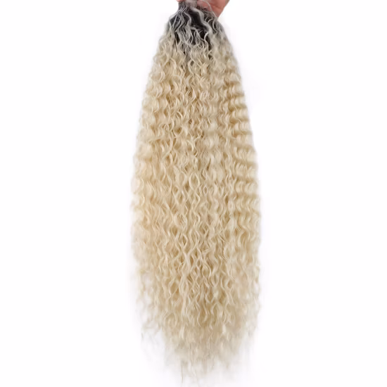 Long Deep Wave Ponytail Drawstring Ponytail Synthetic Hair Synthetic Wrap on Clip Kinky Ponytail